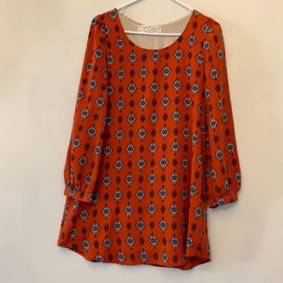 Impeccable Pig orange,Boho dress/tunic. Size M. Length 32”. Fully lined - Picture 1 of 7